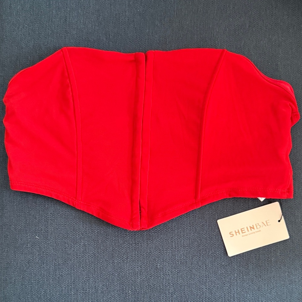 SHEIN Bold Red Bustier Top